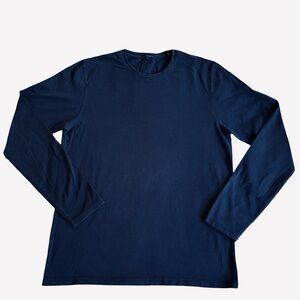 Patrick Assaraf Men's Navy Long Sleeve Tee Medium